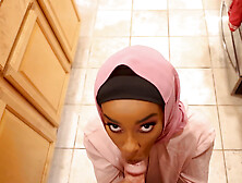 Cute ebony is wearing a hijab and feasting on a BWC