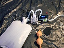 Testing my fresh enema machine and inflating my butt with water using bardex nozzle