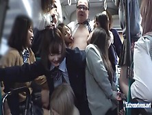 Twelve Schoolgirls Fuck The Commuter On The Bus: Deepthroat And Public Hanging Out