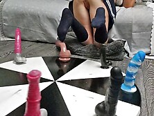 Wheel Of Monster DILDOS.  Asian Horny Ex-wife Wants to Win an Climax