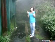 Cute Teen Fucks Her Bf In The Rain