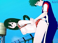 Tsuyu Asui and Izuku Midoriya have intense sex on the rooftop.  - My Hero Academia Asian cartoon