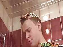 Barebacked Twink Eats Cum In The Shower