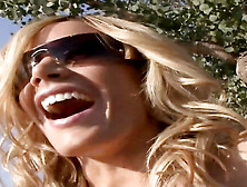 Lesbo harlots take on a large pink sex toy