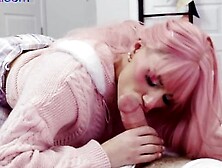 Intogaysex - Pink Wig Femboy In White Pantyhose Fucked In Skinny Ass