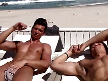 Three Handsome Young Fellows Are Enjoying A Cock Sucking And Butt Plowing Marathon