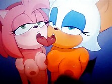 Amy Rose & Rouge The Bat Facial - Cum Tribute