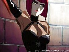 Lezdom BDSM ass beading for restrained teen