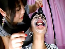 Asian Chick Gag In Mouth Getting Her Teeths Licked Nose Tortured With Hooks