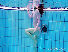 Roxalana Cheh Wearing Pink Dress In The Pool