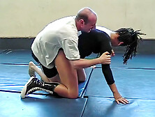 Powerful Black Lady Wrestles With A White Guy