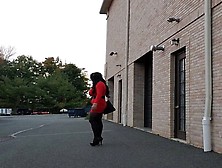 Deedeeslut Red Dress Outside Walk