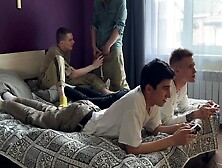 Stepfather And Stepson Fuck Twinks In Their Tight Asses While They Play The Console 12 Min