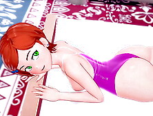 Gwen (adult version) puts on her swimsuit to fuck in her room
