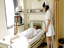 Asian Nurse,  Reina Wamatsu Rubs Prick,  Uncensored