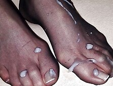 Cum On Perfect France Toenails Black Nylon Feet