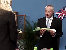 Ravishing secretaries banging with 2 concupiscent lads in the office