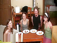 Lily,  Elise,  Amber And Sean Pie Eating Contest Part I