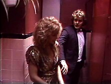 April West's hairy vagina ravished by a horny man in a rest room