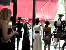 Euro babe anal gangbanged in public