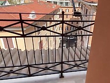Morning Sex on Balcony,  Amateur Couple with Cumshot on Her