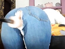 MILF in Ripped Jeans Fucks Machine Dick