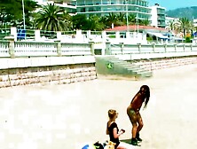 Bound ebony fisted and fucked in a public crowded bar