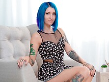 Blue-Haired Hottie Keoki Star Is Enjoying Intensive Doggy Style Sex