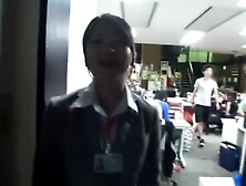 Asian In Too Short Skirt ! Even Other Girls Are Her Ass At Work