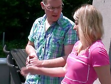 Sexual lovers sex at home with a parking lot hoe