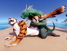 Sleazy Life / Scaly Furry Porn Dragon with Tiger Slut