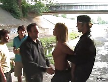 Blonde Sucking Outdoor And In A Bus