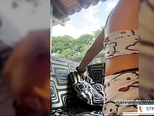 Hardcore Outdoor Slut Show Pussies Out,  Legs Open