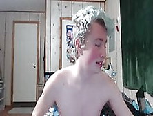 Blue Haired Twink Plays On Cam