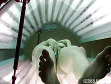 Blonde Tanning Booth Masturbator