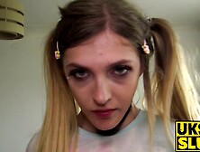 UKSubSluts. com - Tiny teen's pussy stretched and dominated by dom dick