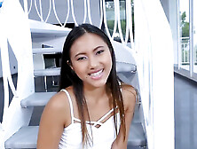 May Thai gets her tiny tits and tight mouth stuffed with a huge cock