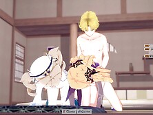 ANIME/HENTAI Genshin Impact Fischl & Barbara Threesome with blonde guy