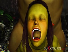 Green Monster Ogre Rides Hard A Horny Female Goblin Arwen In The Enchanted Forest