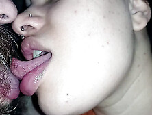 SEXY AND DELICIOUS KISS ON THE BIG LIPS OF THE BITCH, LICKING AND SMEARING EVERYTHING