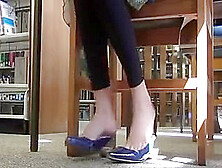 Candid College Teen Feet Painted Toes Shoeplay