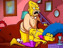 Old Simpson Constrained Housewife Marge With A Doxy 'Cuz Of Revealing Raiment And Screwed In All Her Taut Holes During The Time
