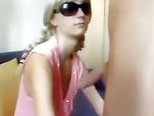 Blonde girl with big glasses fucked good
