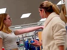 Candid Teen In Blue Leggings