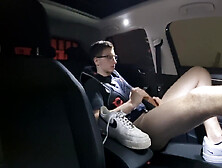 Young Teen Fucks With His Shoes In The Car And Has Fun