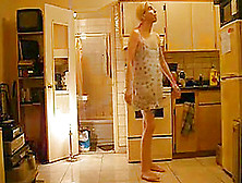 Crossdresser Dancing In Blue Nightie