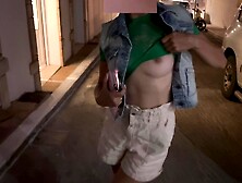 Ex-Wife public flashing boobs on the night street and sitting in a bar braless in see through sheer top