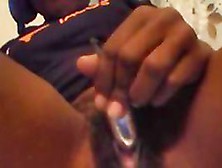 Young Ebony Playing With Her Hairy Twat On Webcam