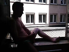 Short - Wanking In Front Of Open Hotelroom Window With Cumshot