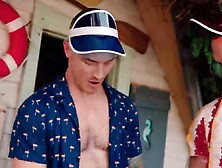 Jock Devin Franco rides the throbbing cock of top Derek Kage after some hot sucking a